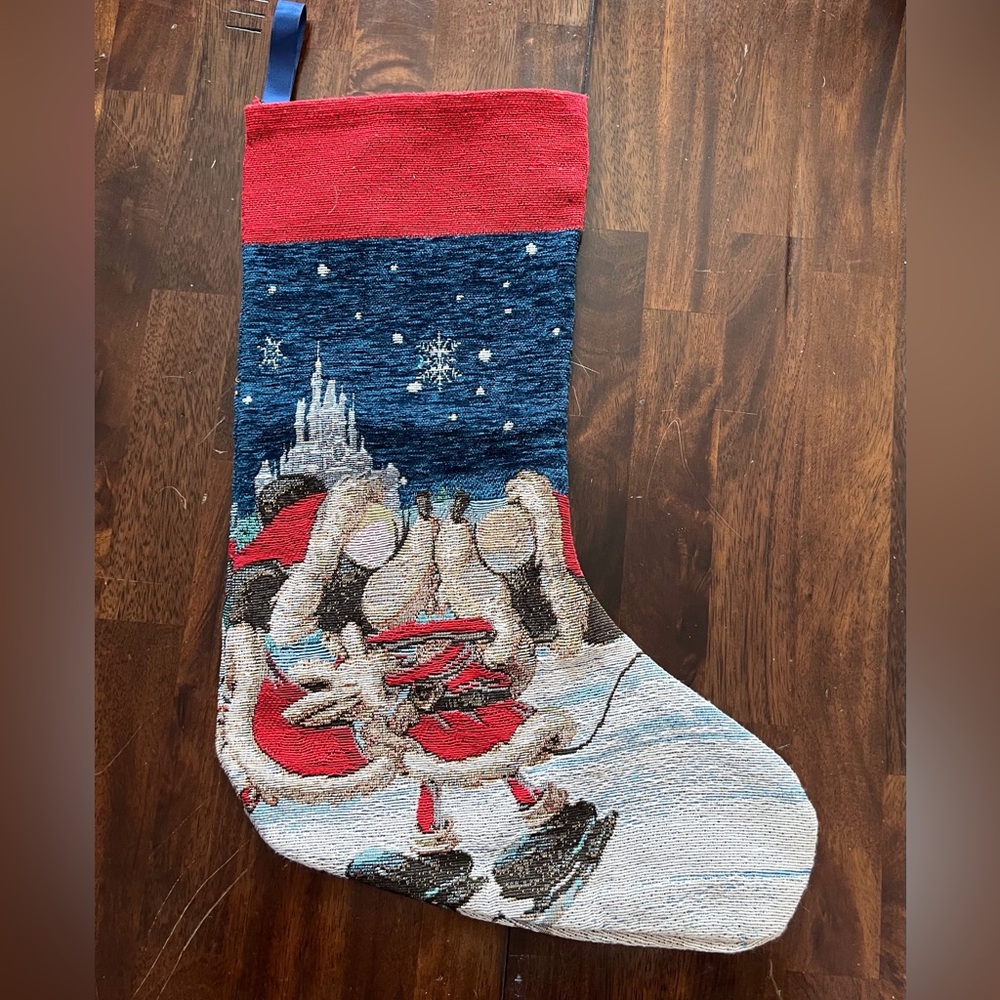 Disney Theme‎ Park Christmas Stocking Tapestry Mickey & Minnie Castle